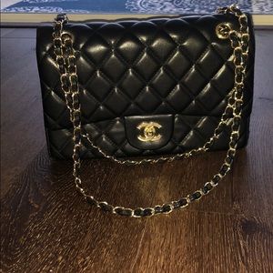 Quilted black and gold purse